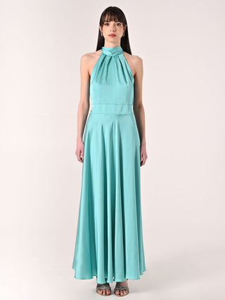 Langes Kleid in Wassergrün