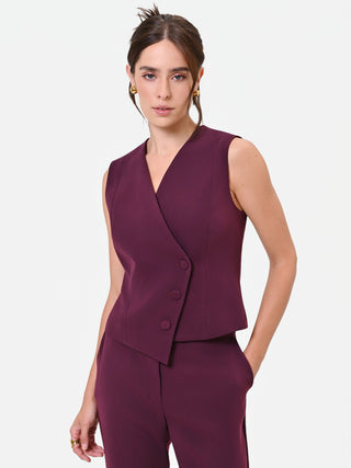 Gilet Studio asimmetrico bordeaux rosso in crepe
