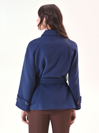 Cappotto Blu Corto in Velour