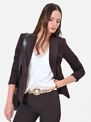 Cremefarbenes Satin-Top mit Spitze