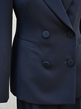 Giacca Studio doppiopetto gessata blu navy