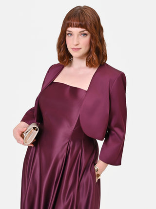 Curvy Burgundy Red Satin Shrug with Zip