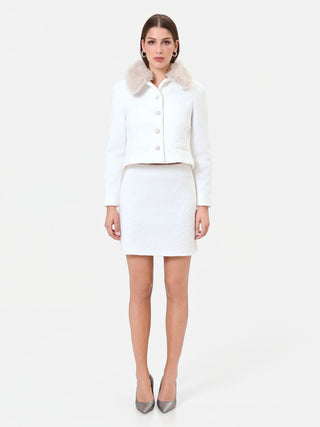 White Bouclé-Effect Miniskirt