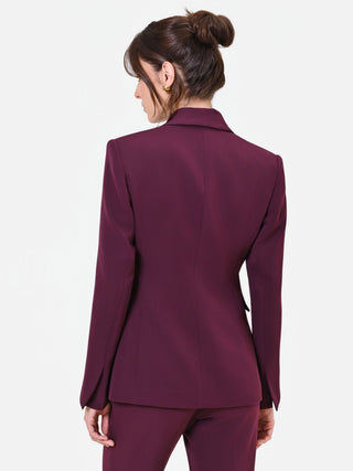 Einreihiger Studio-Blazer aus bordeauxrotem Crêpe