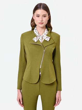 Oil Green Scuba Crepe Jacket