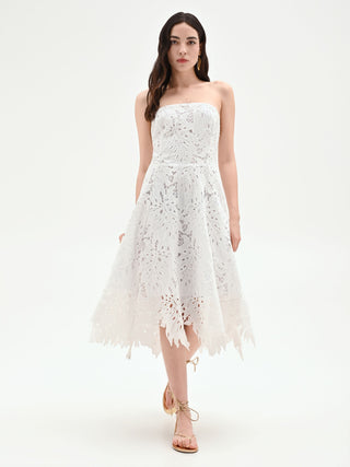Robe midi blanche ajourée