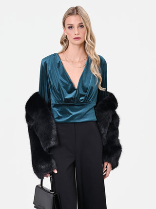 Petrol Green Wrap Blouse