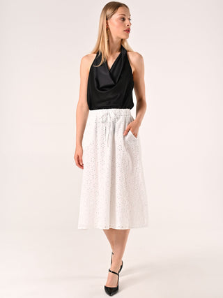 White Sangallo Midi Skirt