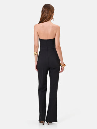 Black Bustier Jumpsuit with Gold Ring