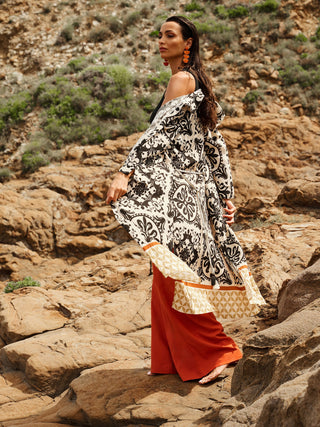 Chemise Dress in Ethnic-print Viscose