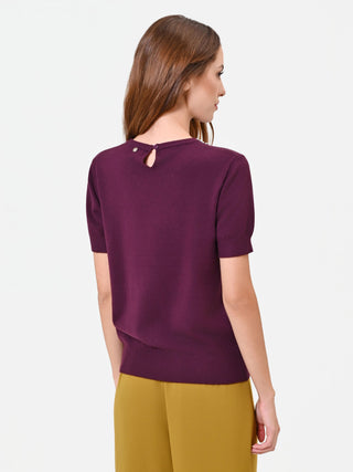 Maglia in viscosa bordeaux con scollo gioiello