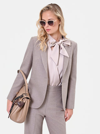 Giacca in misto viscosa tortora beige monopetto