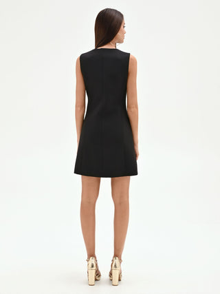 Black Mini Dress with Exposed Buttons