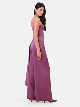 Pantalone palazzo in raso rosa antico