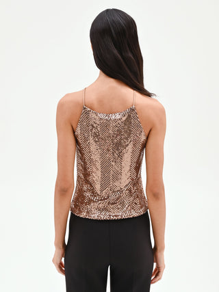 Bronze Paillette Halter Top