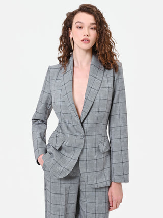 Glencheck-Blazer in Grau