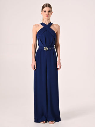 Navy Jumpsuit with Halterneck