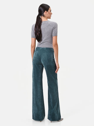 Pantalone a palazzo verde petrolio a vita alta