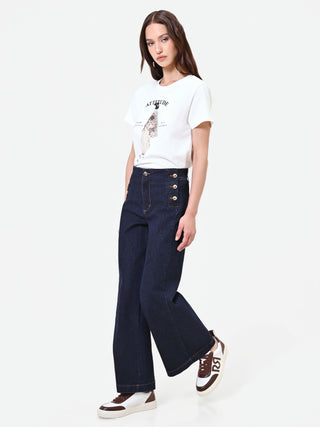 Navy Wide-Leg Sailor Jeans