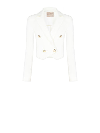 White Double-breasted Jacket in Technical Fabric