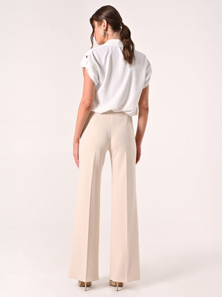 Light Beige Trousers in Scuba Crepe