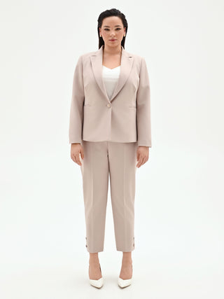 Giacca Curvy monopetto tortora beige in tessuto tecnico