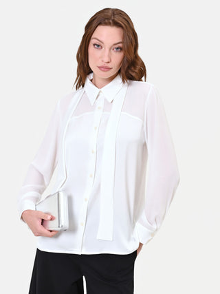 Cremeweiße Georgette-Bluse mit Schluppe