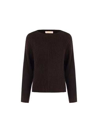 Dark brown ribbed sweater in a viscose and alpaca blend