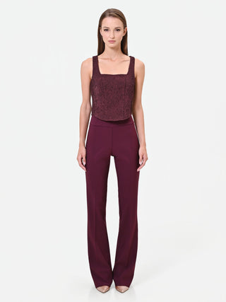 Pantalone svasato bordeaux rosso con piega centrale
