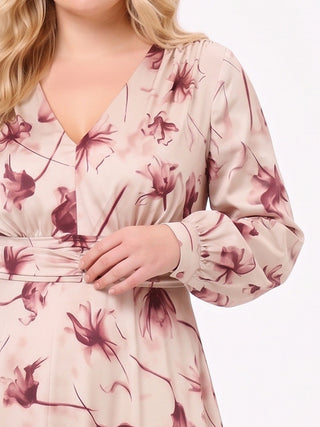 Long curvy dress with floral print