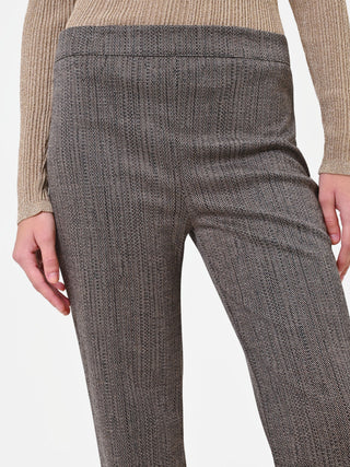 Pantalone dritto tortora beige motivo spigato