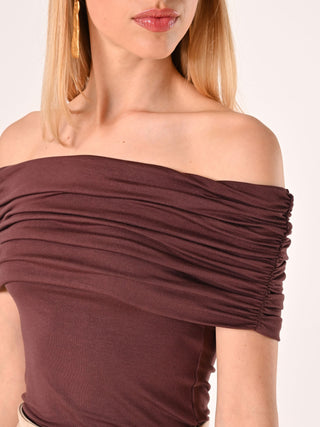 Top off-the-Shoulders Marrone