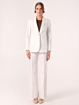 White Cotton Jacket with Contrasting Stitching