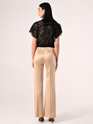 Dark Beige Viscose Satin Trousers