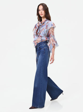 High-Waist Wide-Leg Jeans with Belt