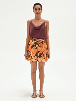 Orange Tropical Print Shorts