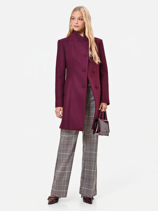 Burgundy Red Stand-Collar Coat