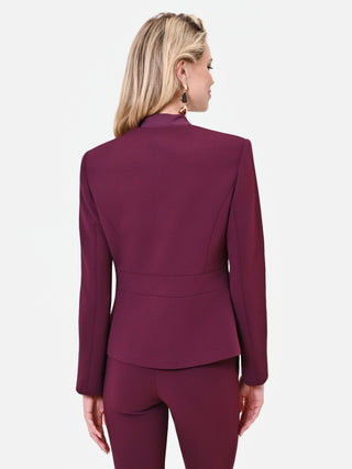 Bordeauxrote Jacke mit Schößchen und sichtbarem Reißverschluss