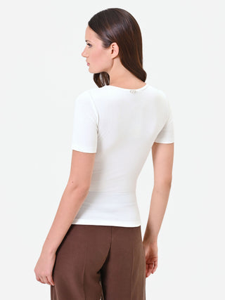 T Shirt Bianca con dettaglio Nodo