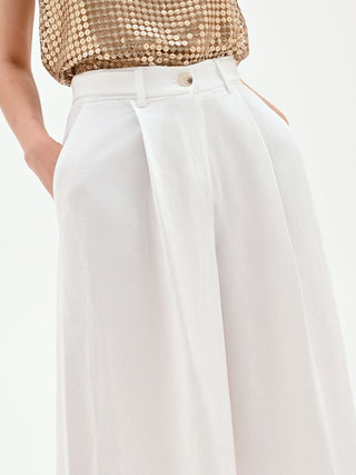 White Satin Palazzo Trousers