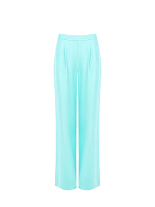 Pantaloni Ampi Verde Acqua in Misto Viscosa effetto Crinkle