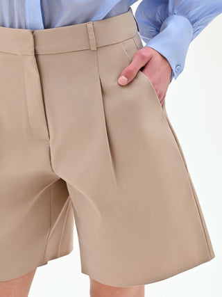 Bermuda tortora beige con pinces frontali