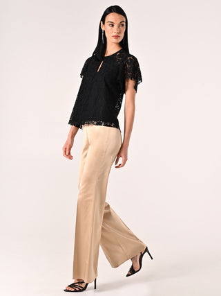 Dark Beige Viscose Satin Trousers