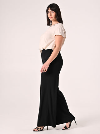 Curvy Black Palazzo Pants in Cady