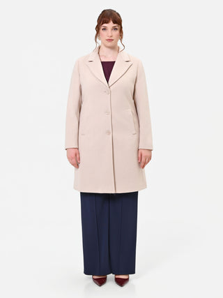 Curvy Beige Taupe Single-Breasted Coat