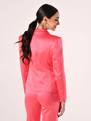 Jacke aus Viskosesatin in Kamelienrosa
