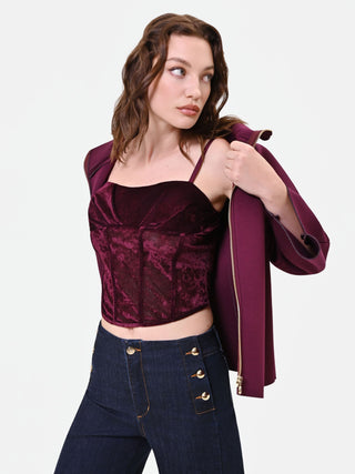 Burgundy Velvet Corset Top