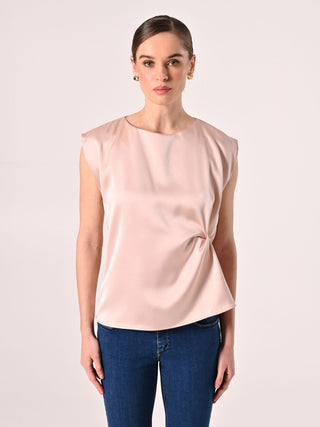 Pink Satin Sleeveless Top