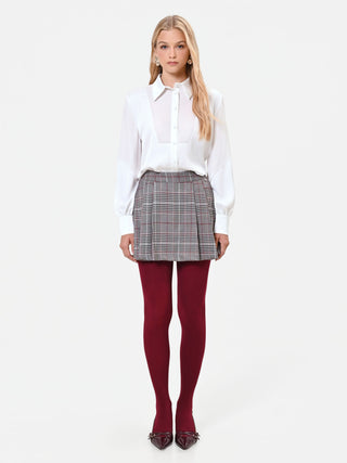 Taupe and Beige Prince of Wales Check Polyviscose Skort