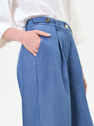 Weite blaue Lyocell-Hose